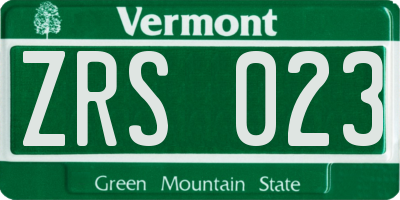 VT license plate ZRS023