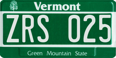 VT license plate ZRS025