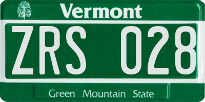 VT license plate ZRS028
