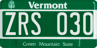 VT license plate ZRS030