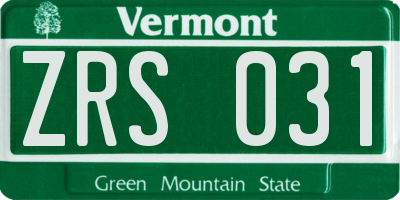 VT license plate ZRS031