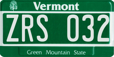 VT license plate ZRS032