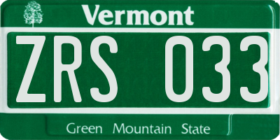 VT license plate ZRS033