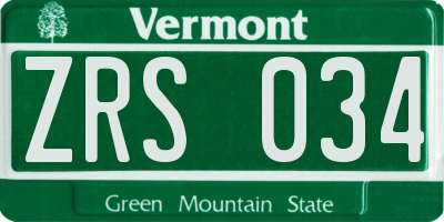 VT license plate ZRS034