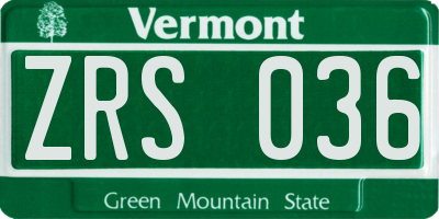 VT license plate ZRS036