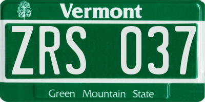 VT license plate ZRS037
