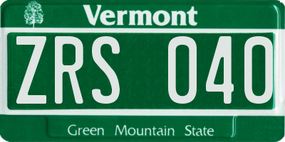 VT license plate ZRS040