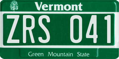 VT license plate ZRS041