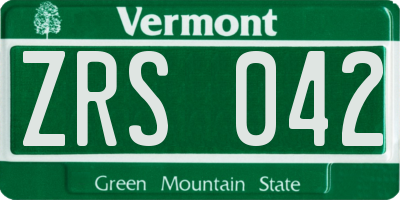VT license plate ZRS042