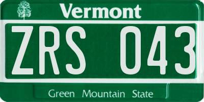VT license plate ZRS043