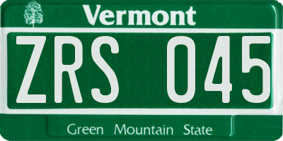 VT license plate ZRS045