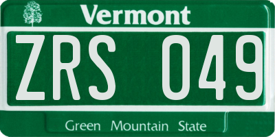 VT license plate ZRS049