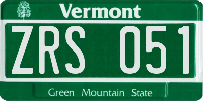 VT license plate ZRS051
