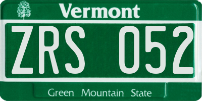 VT license plate ZRS052