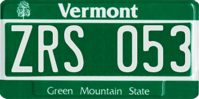 VT license plate ZRS053