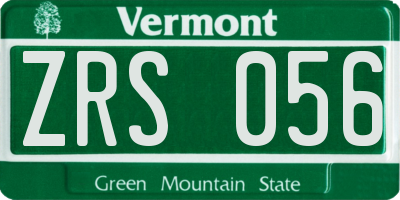 VT license plate ZRS056