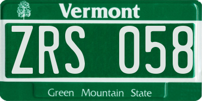 VT license plate ZRS058