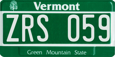VT license plate ZRS059