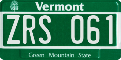 VT license plate ZRS061
