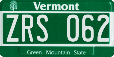 VT license plate ZRS062