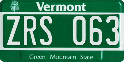 VT license plate ZRS063