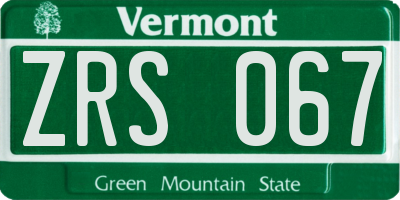 VT license plate ZRS067