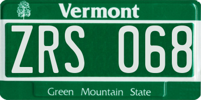 VT license plate ZRS068