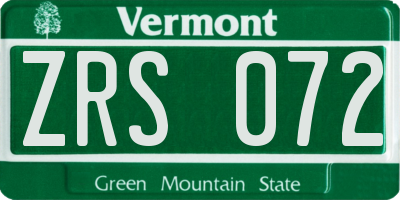 VT license plate ZRS072
