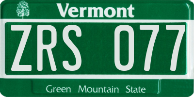 VT license plate ZRS077
