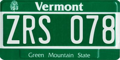 VT license plate ZRS078