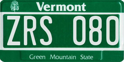 VT license plate ZRS080