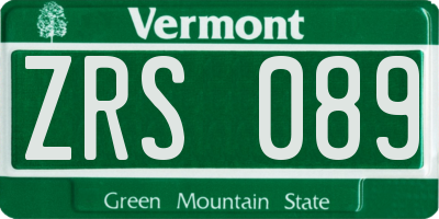 VT license plate ZRS089