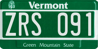VT license plate ZRS091