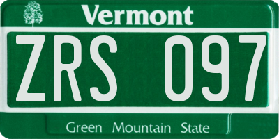 VT license plate ZRS097