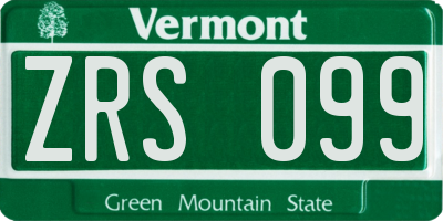 VT license plate ZRS099