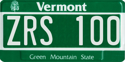 VT license plate ZRS100