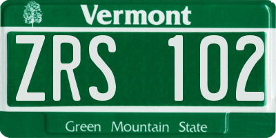 VT license plate ZRS102