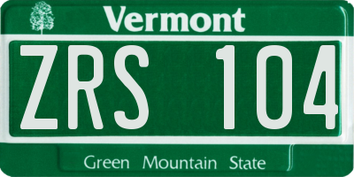 VT license plate ZRS104