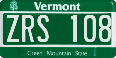 VT license plate ZRS108