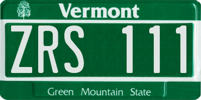 VT license plate ZRS111