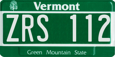 VT license plate ZRS112