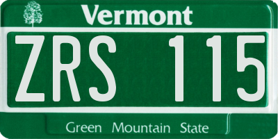 VT license plate ZRS115