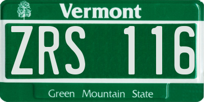 VT license plate ZRS116
