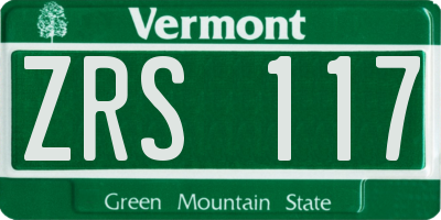 VT license plate ZRS117