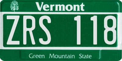 VT license plate ZRS118