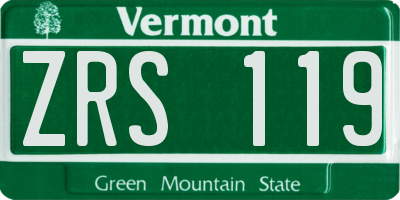 VT license plate ZRS119
