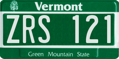 VT license plate ZRS121
