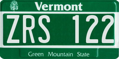 VT license plate ZRS122