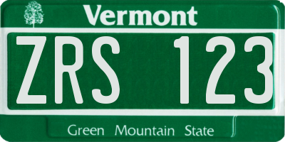 VT license plate ZRS123