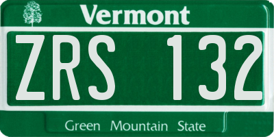 VT license plate ZRS132